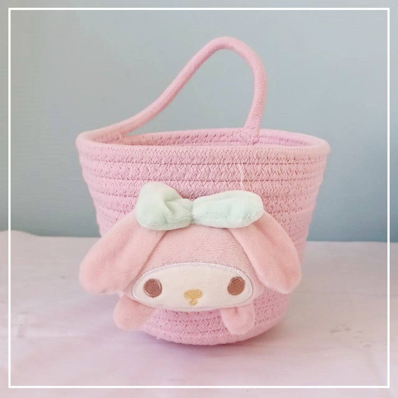 可爱壁挂小篮子宿舍卧室桌面零食杂物收纳篮小物品收纳框单耳款