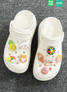 新款crocs鞋花扣洞洞鞋装饰配件正品卡洛驰卡通立体智必星LED闪灯
