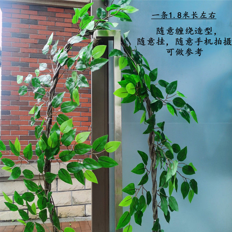 仿真藤榕树叶藤条吊顶缠绕造型民宿酒吧餐厅墙面大型植物绿植造景,淘宝优惠券,粉丝福利购,淘宝优惠卷