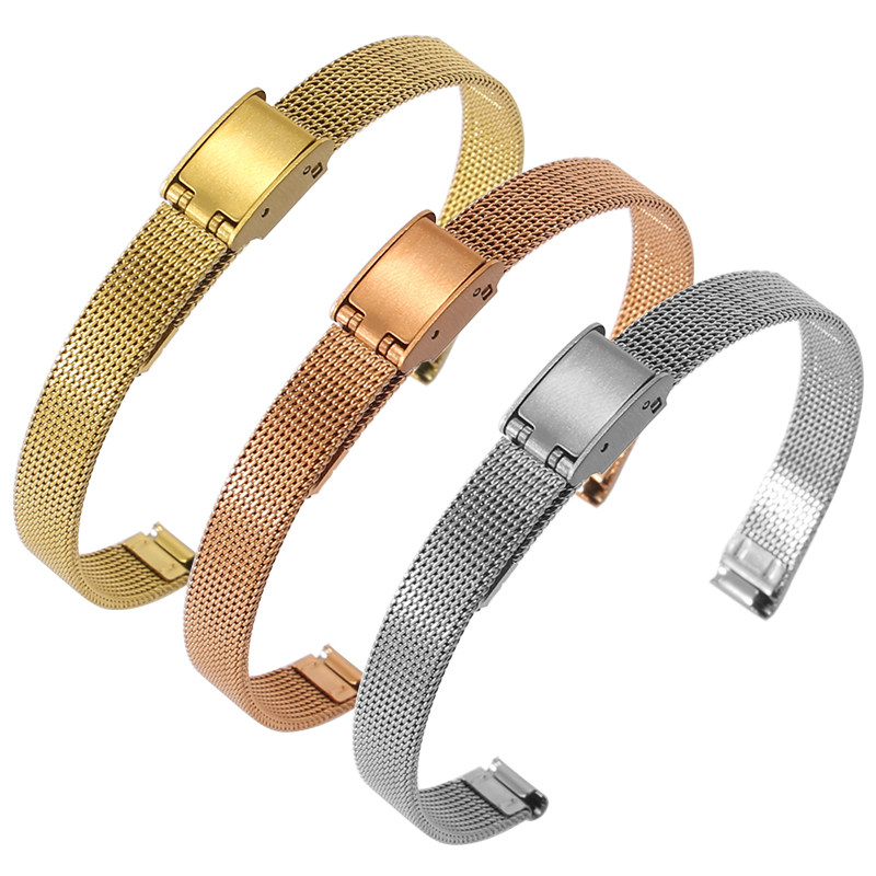 手表带女小尺寸米兰细网钢带通用6 8 10 12 14mm防水不锈钢手表带,淘宝优惠券,粉丝福利购,淘宝优惠卷