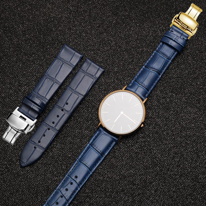 恩玺蓝色牛皮手表带真皮表带 恩玺配件