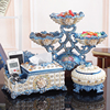 欧式高脚果盘套装客厅茶几收纳现代摆件奢华多层家用干果盘装饰品