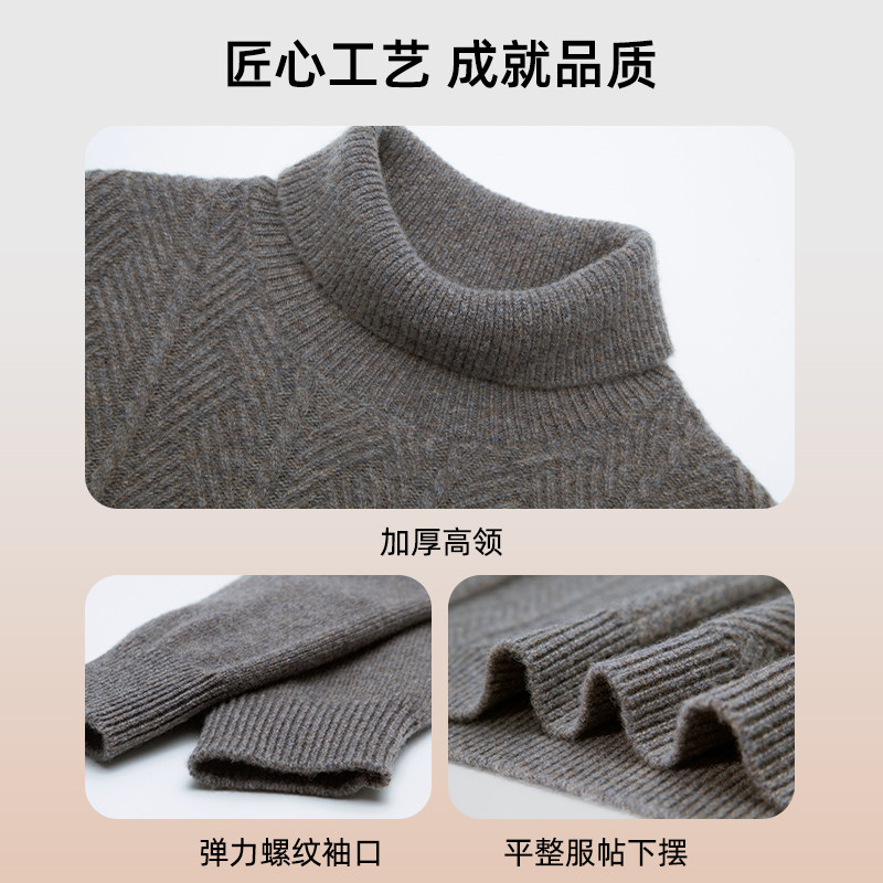 SHANSHAN杉杉高领加厚羊毛衫男款2025新款秋季保暖男士毛衣中年
