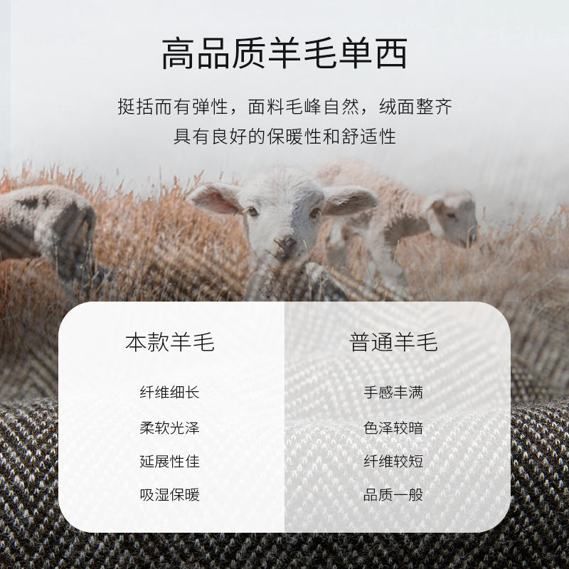 SHANSHAN杉杉官方毛呢西装外套男秋冬2024新款商务休闲羊毛呢西服