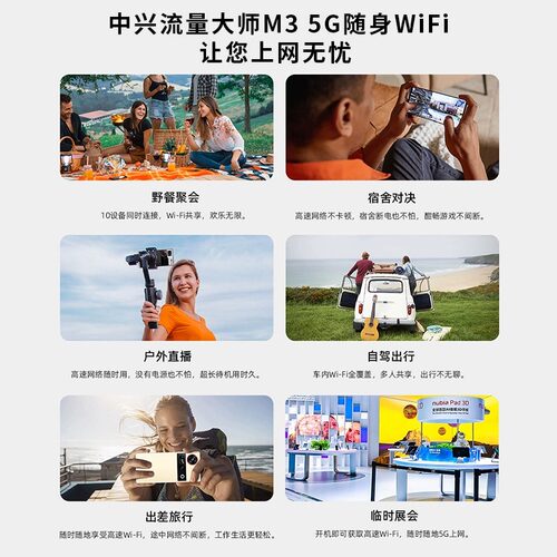 顺丰#中兴M3流量大师新款5G随身wifi免插卡纯流量无线网卡便携式移动热点路由器USB上网2025户外直播车载上网 - 图0