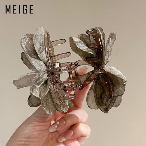 发夹女2025新款高级感洋气时尚花朵抓夹后脑勺盘发鲨鱼夹精致头饰 - 图2