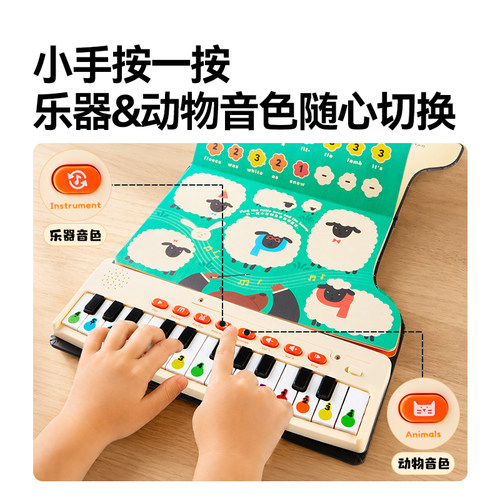 mideer弥鹿儿童电子琴书小钢琴可弹奏宝宝音乐启蒙键盘玩具礼物女 - 图2