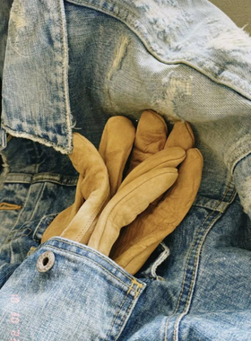 工装飞行员 VISVIM 23AW SUEDG GLOVE羊皮机车手套余文乐雷神同款