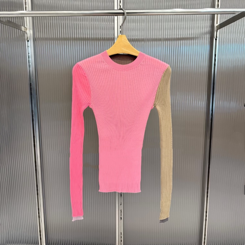 现货江南2025冬款女装时尚撞色拼接修身圆领套头针织衫 5P0311250 - 图1