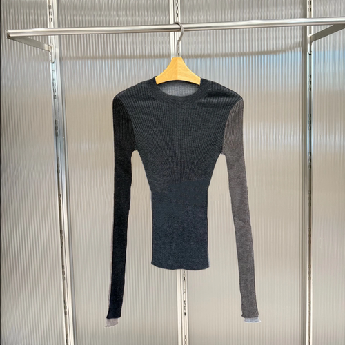 现货江南2025冬款女装时尚撞色拼接修身圆领套头针织衫 5P0311250 - 图2