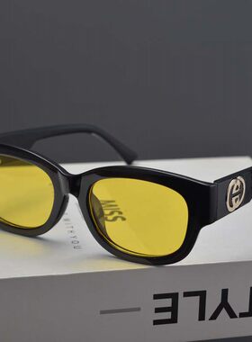 欧美复古方形字母太阳眼镜凹造型