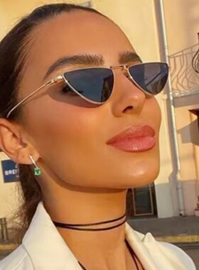 欧美复古金属猫眼小框墨镜凹造型