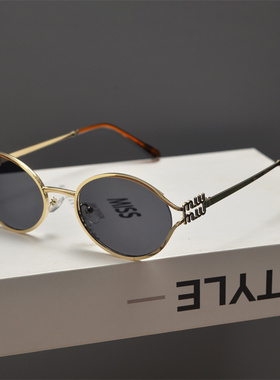 遮阳椭圆形复古男女字母太阳镜