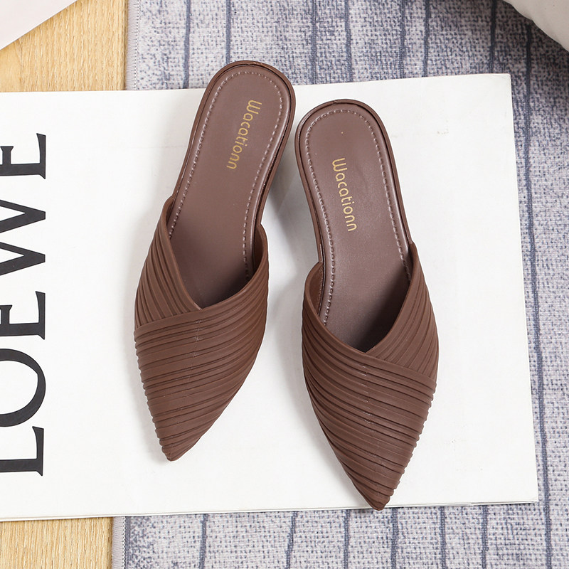 尖头时尚新款凉拖鞋夏季外穿网红ins潮流包头简约粗跟增高拖鞋女,淘宝优惠券,粉丝福利购,淘宝优惠卷