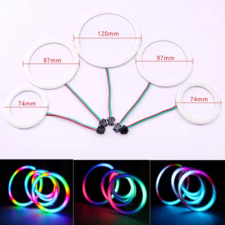 LED幻彩5V光环内置2812IC汽车天使眼流水变色cob灯光圆圈装饰道具,淘宝优惠券,粉丝福利购,淘宝优惠卷