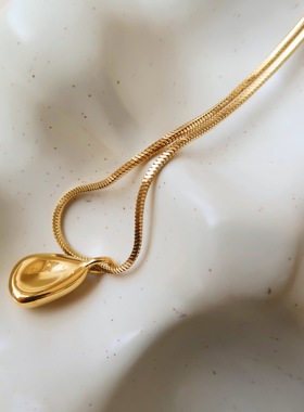 法式复古几何水滴项链