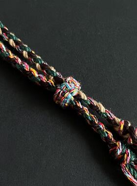 佛牌链簧扣快拆扣纯手工编织手搓棉绳西藏唐卡吊坠绳挂绳