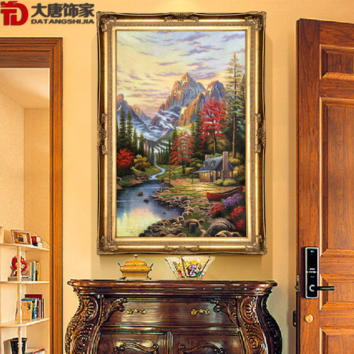 手绘美式乡村风景油画 欧式别墅客厅玄关装饰画田园托马斯油画N6 - 图1