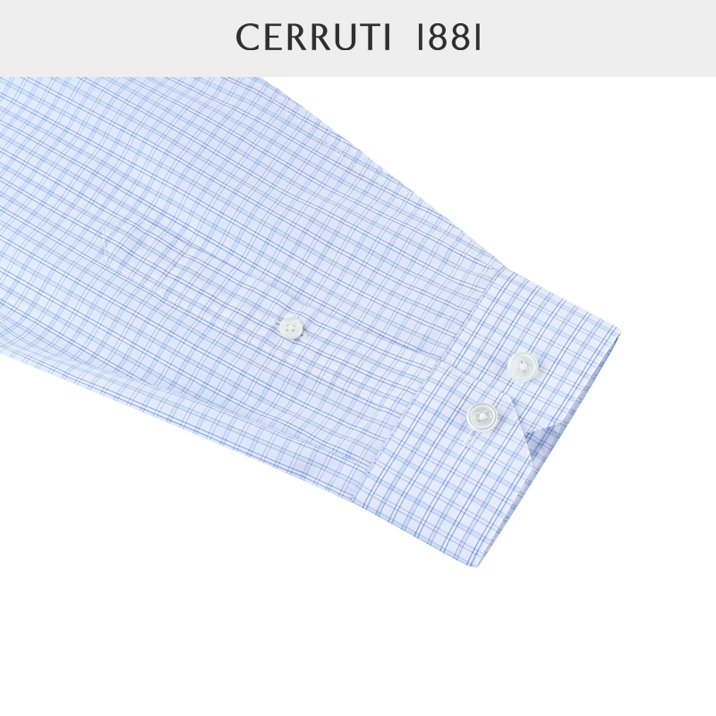 CERRUTI1881男装秋冬正装商务休闲纯棉格长袖礼服衬衫C4539EI051-图2