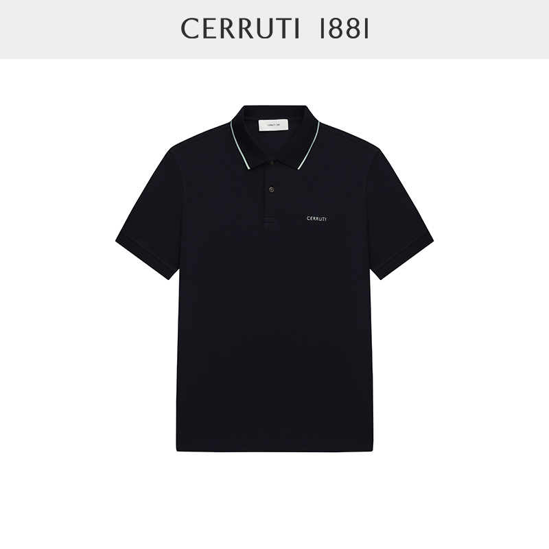 CERRUTI 1881男装夏季商务休闲纯棉多彩短袖POLO衫男C47H9EO0 - 图1