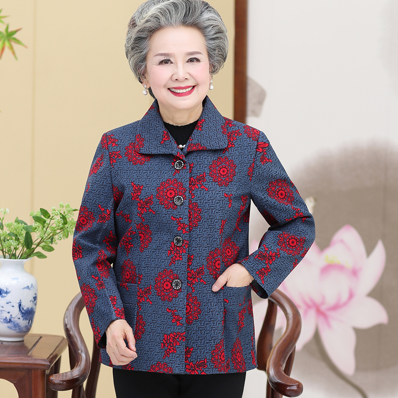歌芳妮女装旗舰店中老年女装外套夹克短款风衣西装中年妈妈装秋装大码奶奶装老年1