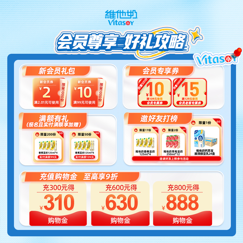 vitasoy维他奶多口味豆奶和豆奶饮料250ml*30盒整箱
