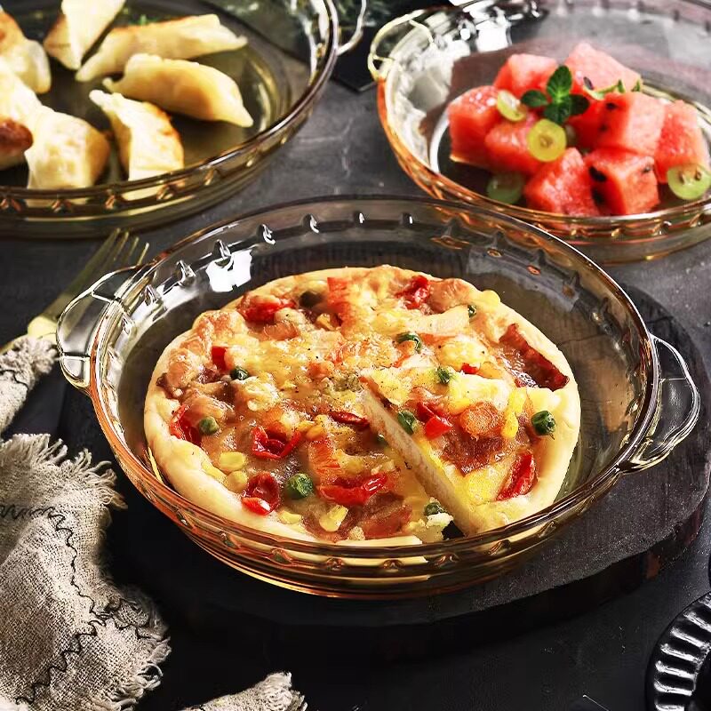 耐高温钢化玻璃烤盘微波炉专用餐具家用透明焗饭盘子耐热蒸蛋餐盘,淘宝优惠券,粉丝福利购,淘宝优惠卷