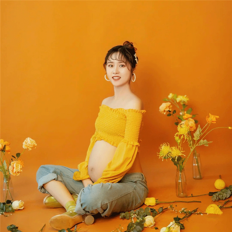 新款小清新孕妇照影楼个性孕照大肚 唐戴影楼服装