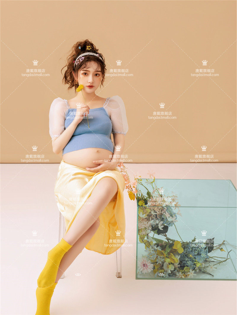 影楼孕妇小清新大肚妈咪照私房 唐戴影楼服装