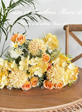 高档玫瑰绣球仿真花假花装饰花