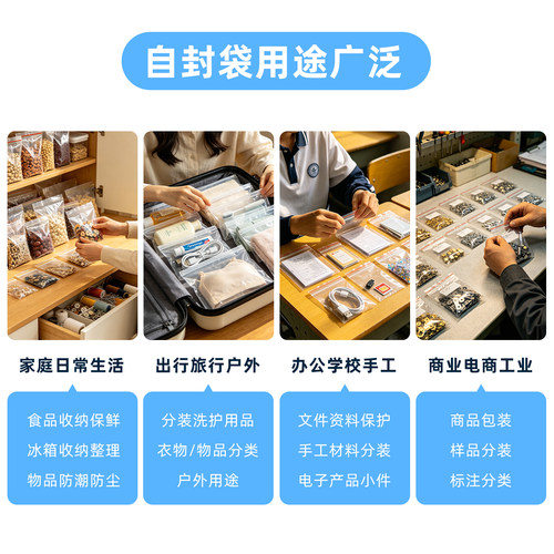 自封袋透明密封袋加厚食品级封口袋塑料食品袋大号袋子包装袋定制 - 图3