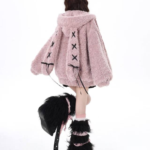 Little Rabbit Sweet Girl thickened warm lambswool jacket
