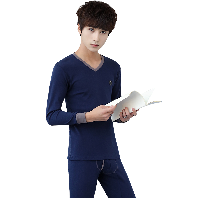 北极绒男士纯棉套装青年学生秋衣 北极绒伊紫保暖套装