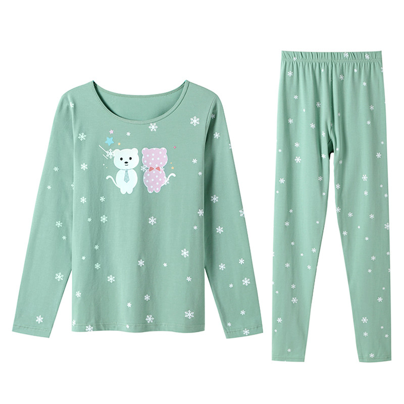 北极绒女套装学生纯棉少女棉毛衫 北极绒伊紫保暖套装