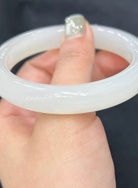 天然和田玉羊脂白玉手镯女款玉石镯子美人镯送女友礼物