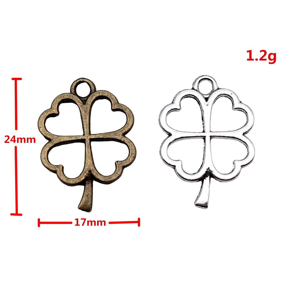 10个/包 24x17mm 多色DIY饰品配件 四叶草吊坠 ABD-C10476 - 图0