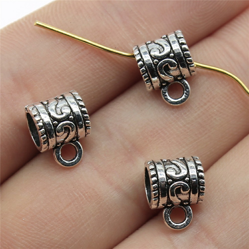 10个/包 10x8x7mm 古银色 刻花 三通 挂头 连接件挂头 B13956 - 图0