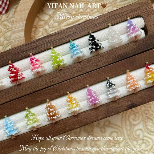 YIFANNAIL【彩色圣诞】DIY手工立体 雪融圣诞树美甲饰品 T1 - 图0