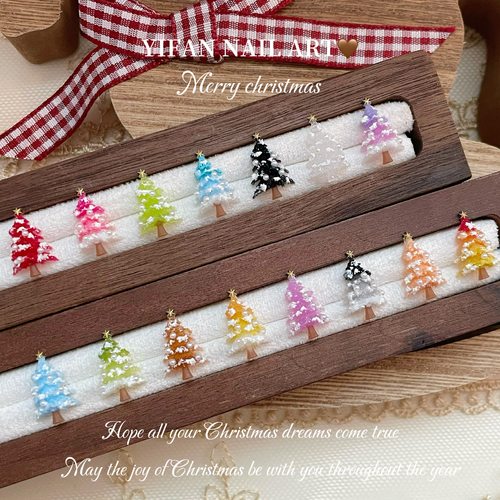 YIFANNAIL【彩色圣诞】DIY手工立体 雪融圣诞树美甲饰品 T1 - 图3