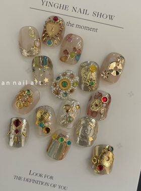 复古巴洛克真金电镀金属美甲配件