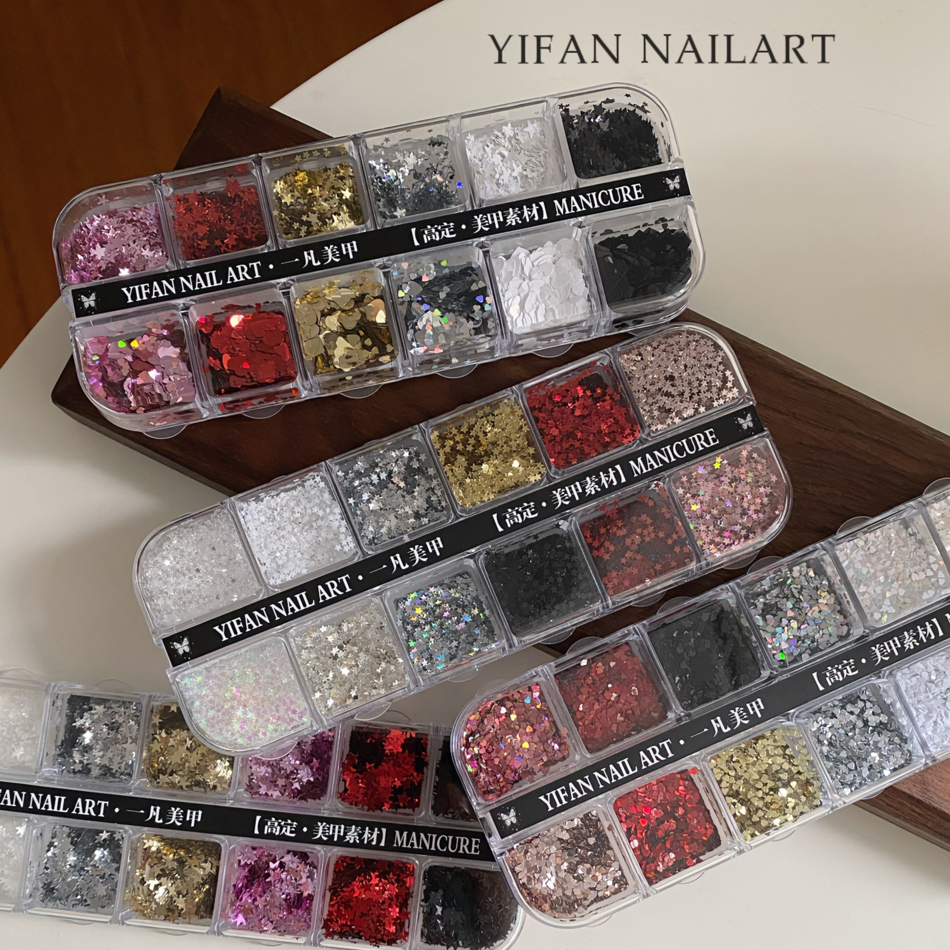 YIFANNAIL 新年 超迷你1mm五角星 1mm爱心 混合装美甲亮片T14,淘宝优惠券,粉丝福利购,淘宝优惠卷