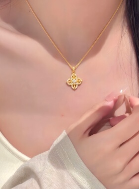 老铺同款金包银十字金刚杵项链女