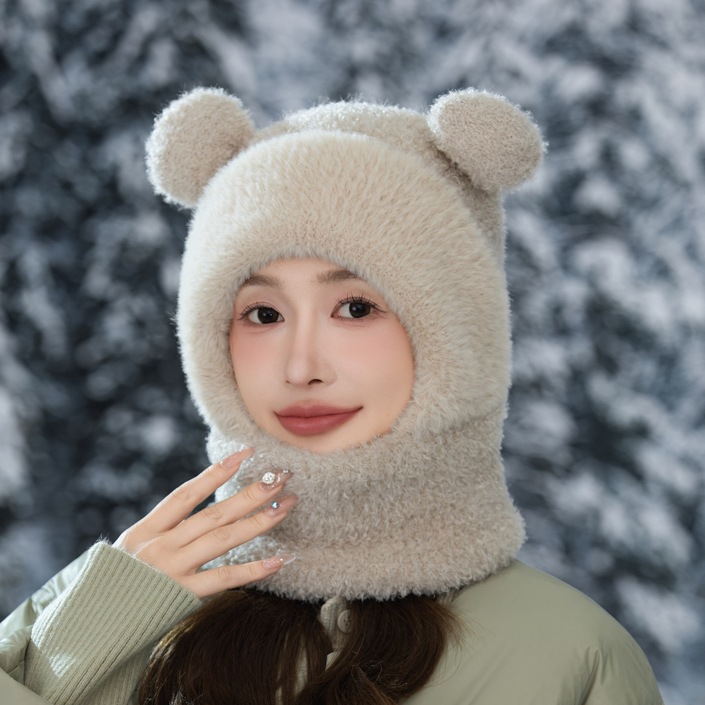 毛绒套头帽子女冬保暖骑车防风面罩一体帽防寒加厚护颈围脖连体帽,淘宝优惠券,粉丝福利购,淘宝优惠卷