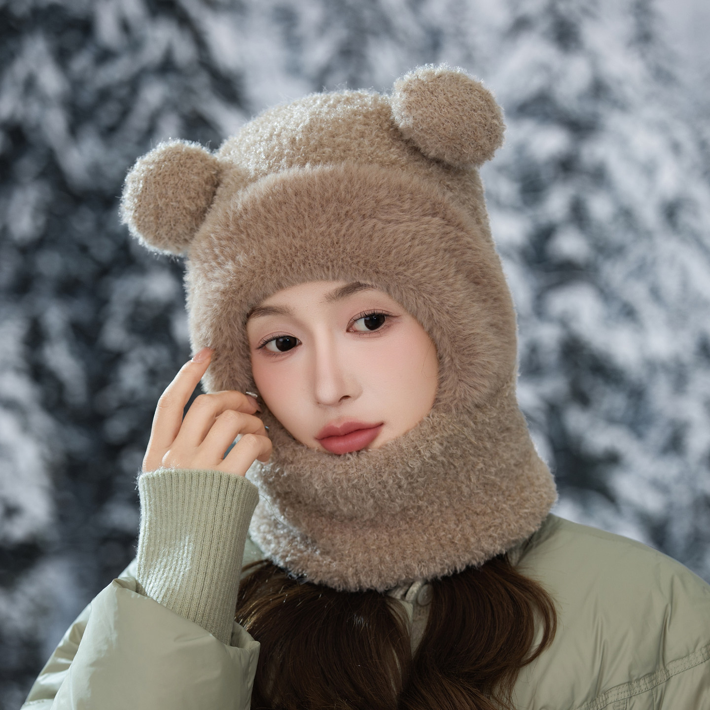 毛绒套头帽子女冬保暖骑车防风面罩一体帽防寒加厚护颈围脖连体帽,淘宝优惠券,粉丝福利购,淘宝优惠卷