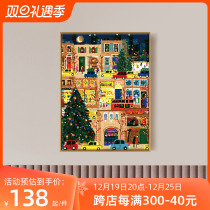 Digital oil painting diy padding hand-painted by hand drawing propylene filling color painting Painted Color Decompression oil color painting to decorate Christmas