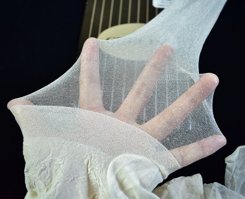 欧美珠光亮丝弹性皱纹纯丝特薄超透明透趾玻璃丝连裤袜大码米色