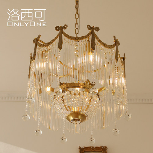 洛西可 法式复古全铜水晶灯美式欧式奢华别墅客厅餐厅卧室吊灯 - 图2