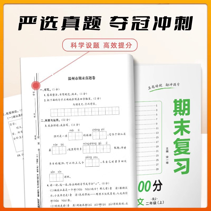 阳光同学期末复习卷冲刺100分二年级上册小学2年级语文数学全套人教版苏教版北师大必刷测试卷同步训练单元期中期末各地真题RJ