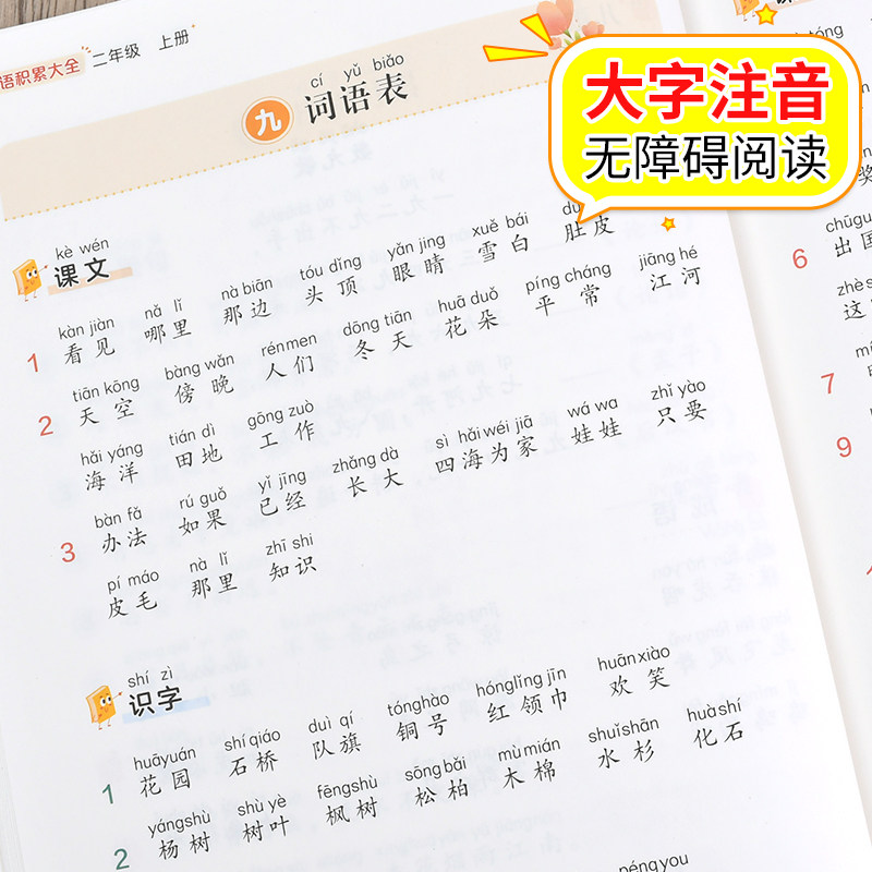 二年级上册词语积累大全训练语文人教版 小学生量词重叠词近义词反义词专项练习字词语积累手册生字组词训练2上RJ