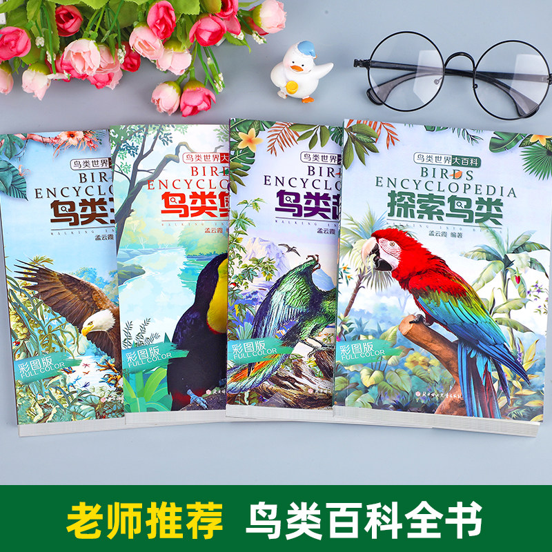 全4册彩图版鸟类世界大百科全书探索揭秘自然科学启蒙儿童读物科普书籍鸟类图鉴动物百科全书适合小学生看的课外阅读书籍老师推荐